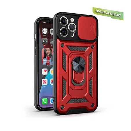 Carcasa Reforzada Roja + Anillo Magnético + Tapa Cámara iPhone 12 Pro