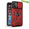Carcasa Reforzada Roja + Anillo Magnético + Tapa Cámara iPhone 12 Pro