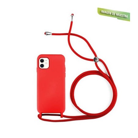 Funda Gel Tacto Silicona + Colgante Rojo iPhone 13