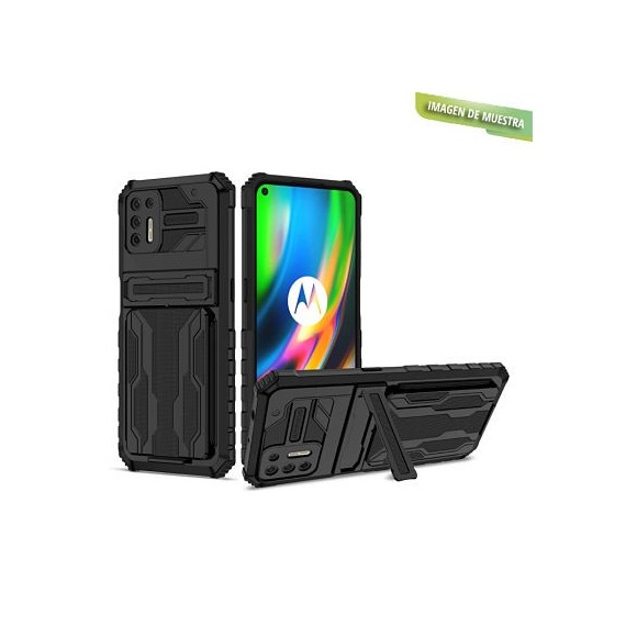 Carcasa Reforzada Negra + Soporte +  Tarjetero Samsung Galaxy A22 5G