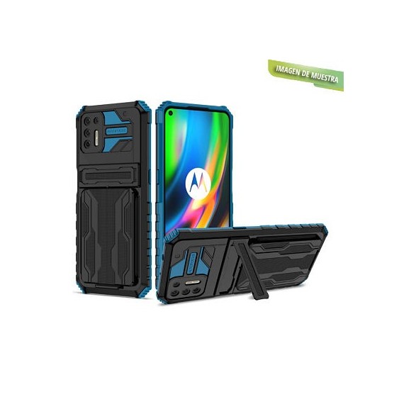 Carcasa Reforzada Azul + Soporte +  Tarjetero Samsung Galaxy A22 5G