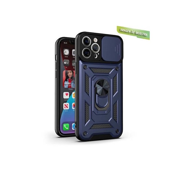 Carcasa Reforzada Azul + Anillo Magnético + Tapa Cámara iPhone 12 Mini