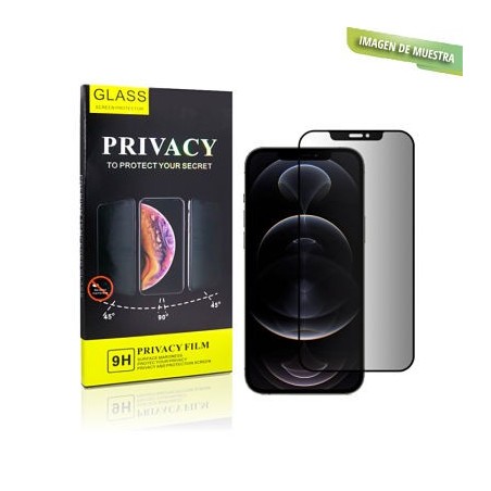 Protector Pantalla Privacidad Full 3D Negra Cristal Templado iPhone 12 / 12 Pro