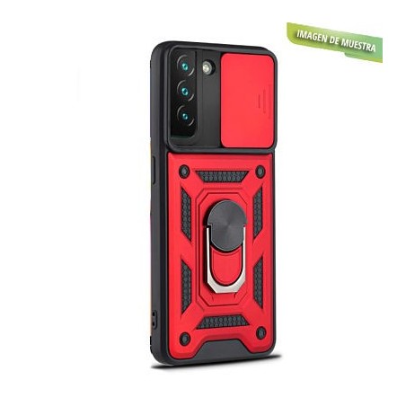 Carcasa Reforzada Roja + Anillo Magnético + Tapa Cámara Samsung Galaxy S22 Plus