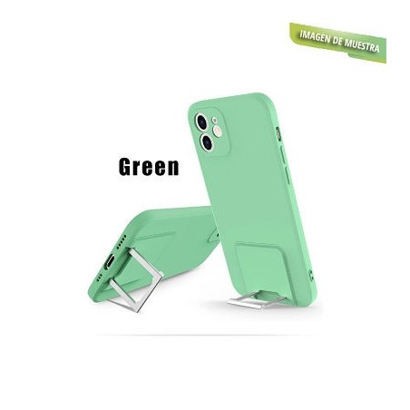 Funda Gel Tacto Silicona Verde + Soporte Plegable Samsung Galaxy A52 / A52S 5G