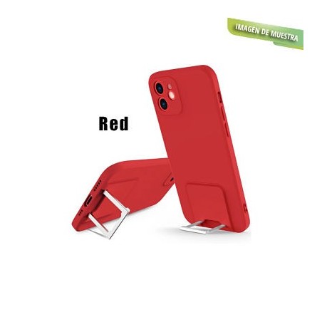 Funda Gel Tacto Silicona Roja + Soporte Plegable Samsung Galaxy A52 / A52S 5G