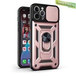Carcasa Reforzada Rosa + Anillo Magnético + Tapa Cámara iPhone 13 Pro Max
