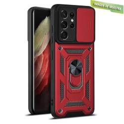 Carcasa Reforzada Roja + Anillo Magnético + Tapa Cámara Xiaomi Redmi Note11 Pro Plus