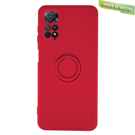 Funda Gel Tacto Silicona Roja  + Anillo Magnético Xiaomi Redmi Note11 4G / Note11 S