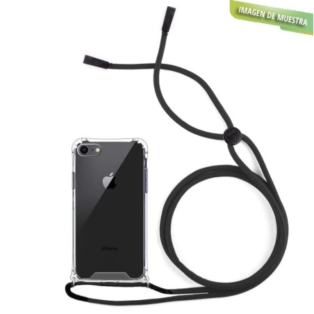 Funda Gel Reforzada Transparente + Colgante Negro iPhone 7 / iPhone 8 / iPhone SE 2020
