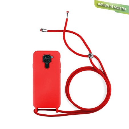 Funda Gel Tacto Silicona + Colgante Rojo Xiaomi Redmi Note9