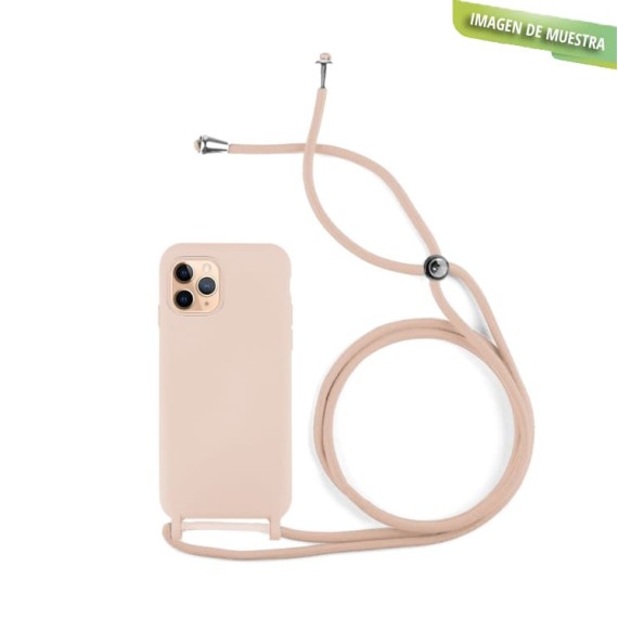 Funda Gel Tacto Silicona + Colgante Rosa iPhone 11 Pro