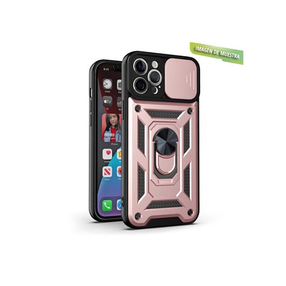 Carcasa Reforzada Rosa + Anillo Magnético + Tapa Cámara iPhone 13 Pro