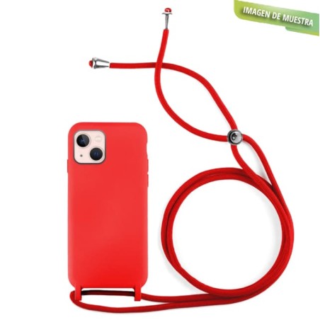 Funda Gel Tacto Silicona + Colgante Rojo iPhone 14