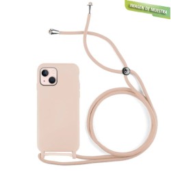 Funda Gel Tacto Silicona + Colgante Rosa iPhone 14 Plus