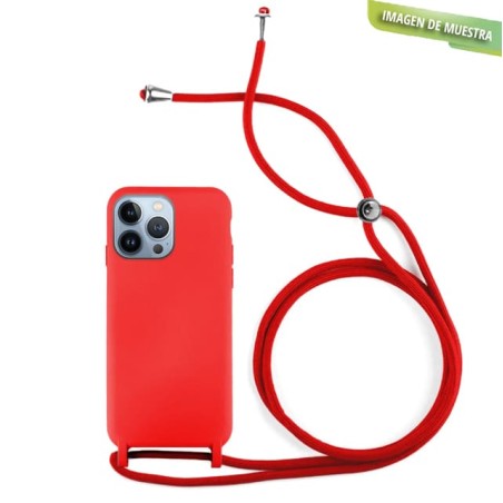 Funda Gel Tacto Silicona + Colgante Rojo iPhone 14 Pro