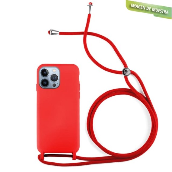 Funda Gel Tacto Silicona + Colgante Roja iPhone 14 Pro Max