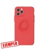 Funda Gel Tacto Silicona Roja + Anillo Magnético iPhone 14 Pro