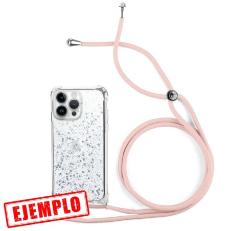 Funda Gel Reforzada Purpu + Colgante Rosa iPhone 14 Pro