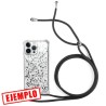 Funda Gel Reforzada Transparente + Colgante Negro iPhone 13 Pro