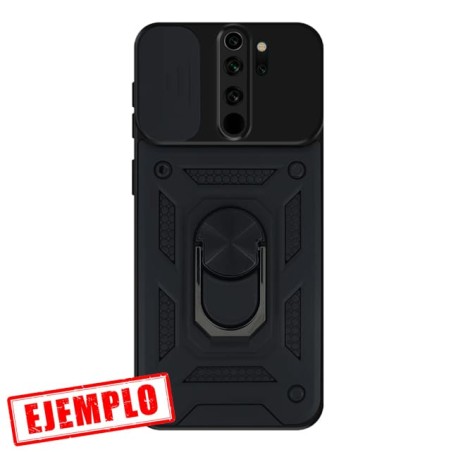 Carcasa Reforzada Negra + Anillo Magnético + Tapa Cámara Xiaomi Redmi Note8 Pro