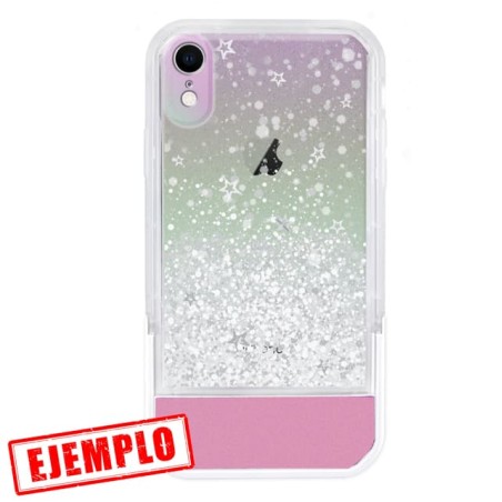 Carcasa Reforzada Premium Purpu + Soporte Plegable Rosa iPhone XR