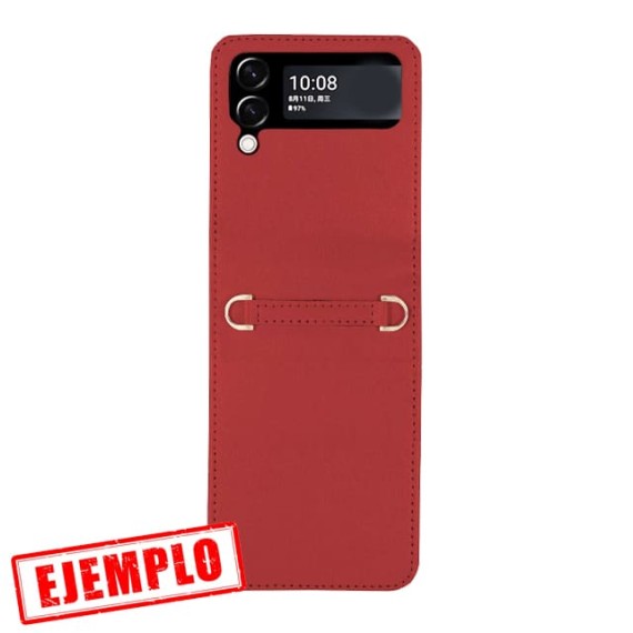 Carcasa Polipiel Roja Samsung Galaxy Z Flip 4 con Enganches para Cordón