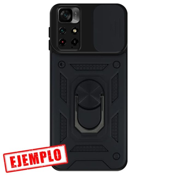 Carcasa Reforzada Negra + Anillo Magnético + Tapa Cámara Xiaomi Redmi Note11 5G / Poco M4 Pro 5G