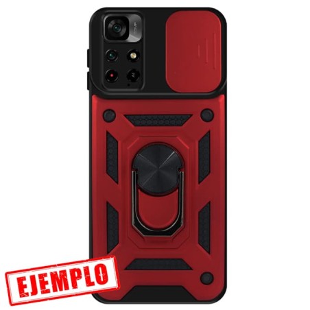 Carcasa Reforzada Roja + Anillo Magnético + Tapa Cámara Xiaomi Redmi Note11 5G / Poco M4 Pro 5G