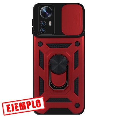 Carcasa Reforzada Roja + Anillo Magnético + Tapa Cámara Xiaomi 12T / 12T Pro
