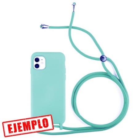 Funda Gel Tacto Silicona + Colgante Azul Turquesa iPhone 11