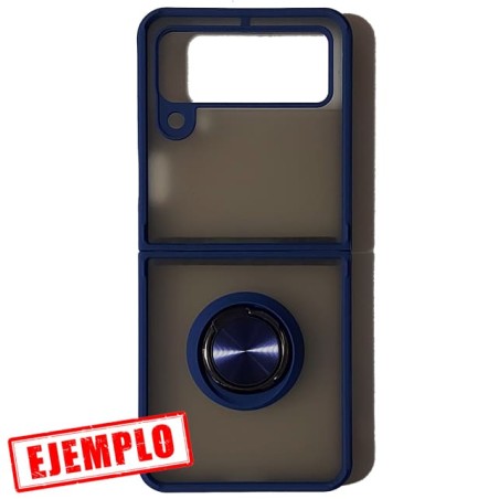 Carcasa Smoked Borde Azul + Anillo Magnético Samsung Galaxy Z Flip 3