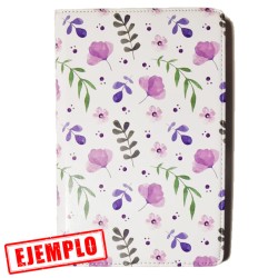 Funda Libro Rotativa Flores Lilas Samsung Galaxy Tab A8 10.5" X202 X205