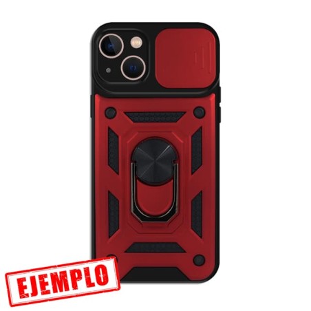 Carcasa Reforzada Roja + Anillo Magnético + Tapa Cámara iPhone 13