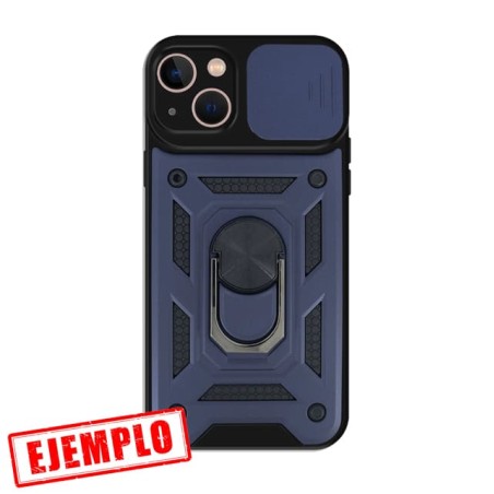 Carcasa Reforzada Azul + Anillo Magnético + Tapa Cámara iPhone 13