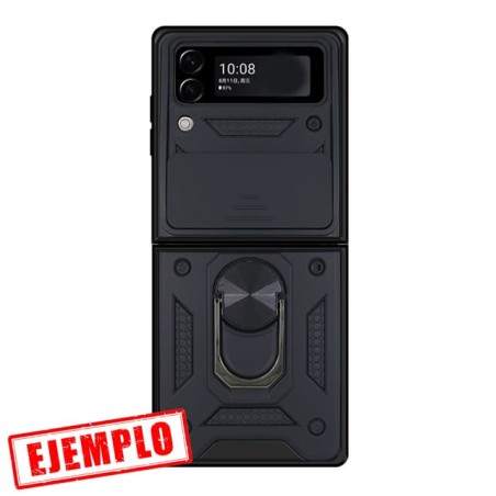 Carcasa Reforzada Negra + Anillo Magnético + Tapa Cámara Samsung Galaxy Z Flip 3