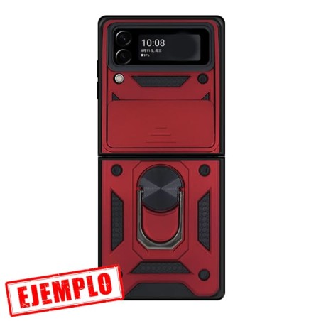 Carcasa Reforzada Roja + Anillo Magnético + Tapa Cámara Samsung Galaxy Z Flip 3