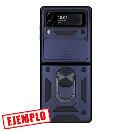 Carcasa Reforzada Azul + Anillo Magnético + Tapa Cámara Samsung Galaxy Z Flip 3