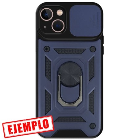Carcasa Reforzada Azul + Anillo Magnético + Tapa Cámara iPhone 14