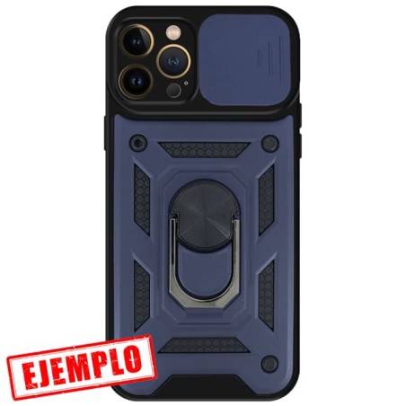 Carcasa Reforzada Azul + Anillo Magnético + Tapa Cámara iPhone 14 Pro