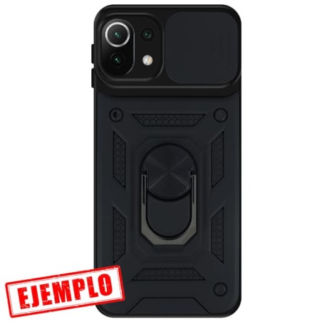 Carcasa Reforzada Negra + Anillo Magnético + Tapa Cámara Xiaomi Mi11 Lite