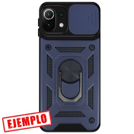 Carcasa Reforzada Azul + Anillo Magnético + Tapa Cámara Xiaomi Mi11 Lite