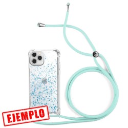Funda Gel Reforzada Glitter + Colgante Azul Turquesa iPhone 12 Pro Max