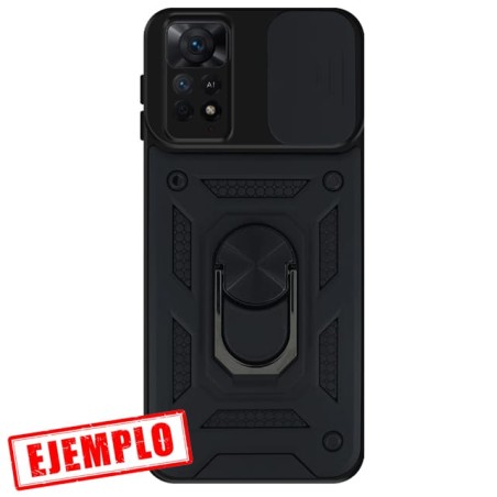 Carcasa Reforzada Negra + Anillo Magnético + Tapa Cámara Xiaomi Redmi Note11 Pro 4G 5G
