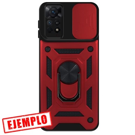Carcasa Reforzada Roja + Anillo Magnético + Tapa Cámara Xiaomi Redmi Note11 Pro 4G 5G