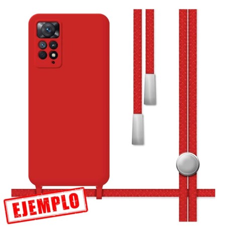Funda Gel Tacto Silicona + Colgante Roja Cámara 3D Redmi Note11 Pro 4G 5G