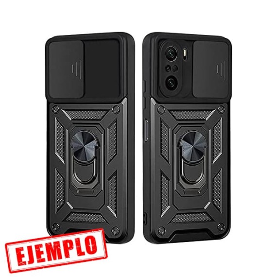Carcasa Reforzada Negra + Anillo Magnético + Tapa Cámara Xiaomi Mi 11i / Redmi K40 / Poco F3