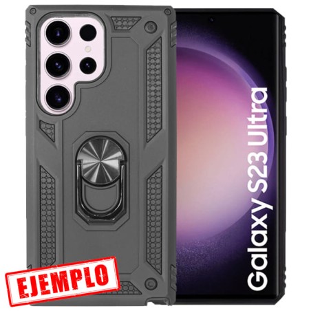 Carcasa Reforzada Negra + Anillo Magnético Samsung Galaxy S23 Ultra