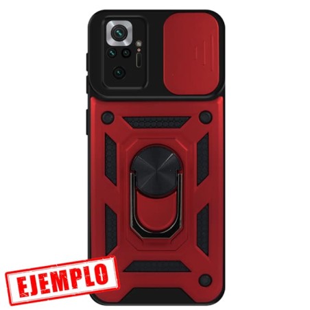 Carcasa Reforzada Roja + Anillo Magnético + Tapa Cámara Xiaomi Redmi Note10 Pro