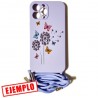 Funda Gel Tacto Silicona Mariposas + Colgante iPhone 12 Pro Max